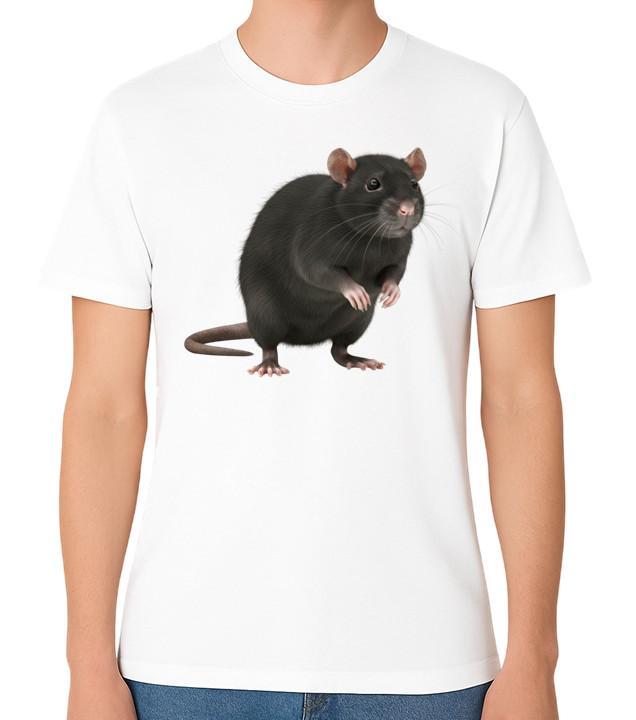 Black Rat Animal T-Shirt Cute Rodent Graphic Unisex Tee S разноцветный