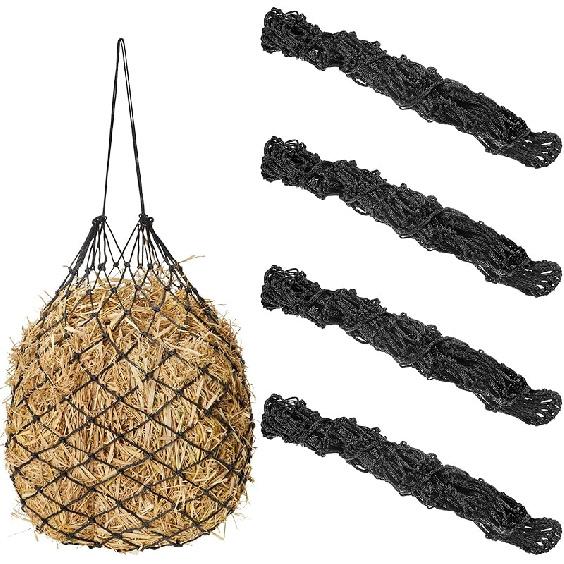 Fabbay 4 Pcs Slow Feed Hay Net Feeder Hay Bag for Horses Slow Feeder 40 Inch Length with 2 Inch Holes Hanging Horse Feed Net for Goat Cattle Equine