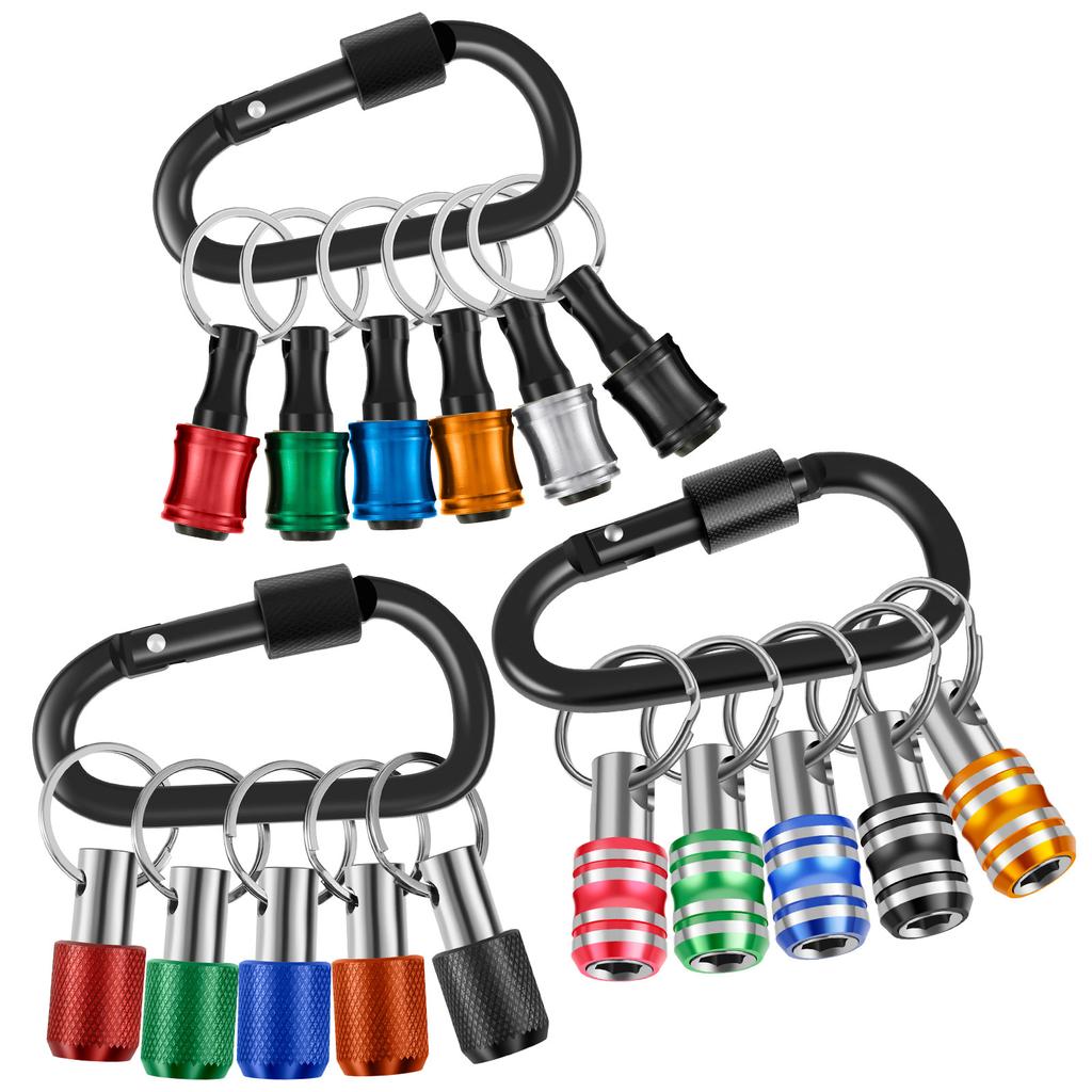 19PCS Screwdriver Bits Holder Extension Bar Keychain Screw Adapter with Carabiner Drill 1/4 Inch Hex Shank Hanging Carry Tool