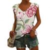 New Fashion Women's Tanks Top Floral Pattern 3d Print Tank Tops Flower Camisole Women Fashion V-Neck Short Sleeve Tops Tees Lady