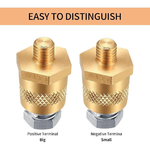 2 Packs Battery Terminal Connectors Set, Auto Battery Post Terminals Post Adapters, For M8 Top Or Side Post Threaded Terminal Charging Post Extender