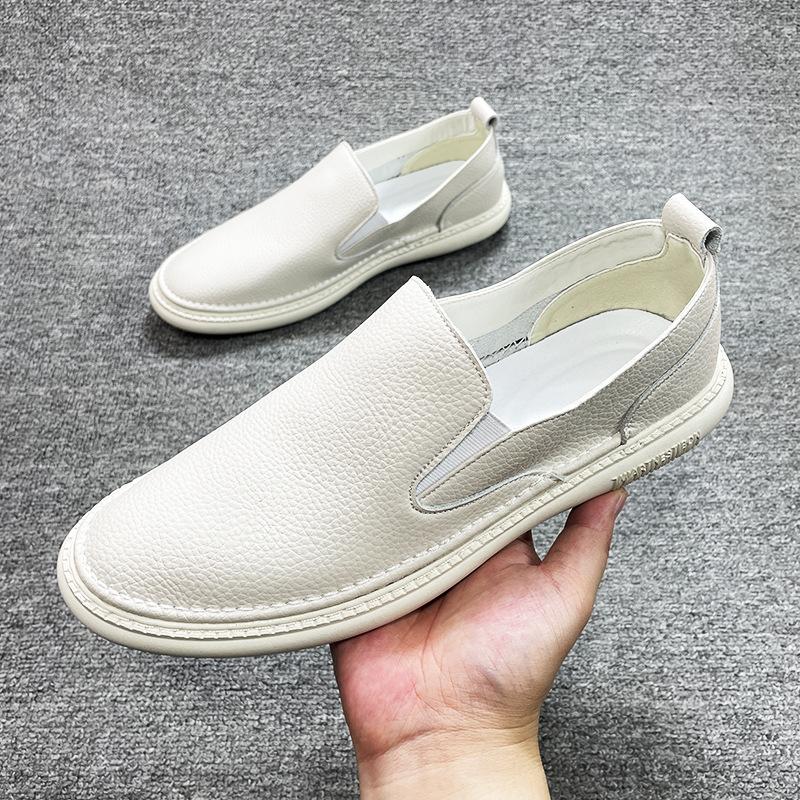 

Баотоу коровья кожа маленькие белые туфли весна новая одна педаль мягкая подошва повседневные лоферы дышащие туфли Доудоу мужские 44