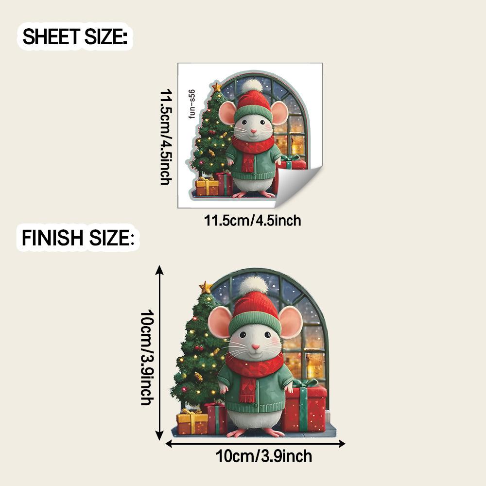 Cute Christmas Small Mouse Wall Stickers Xmas Home Ornaments Noel 2026 Merry Christmas Home Decoration Navidad New Year Decor