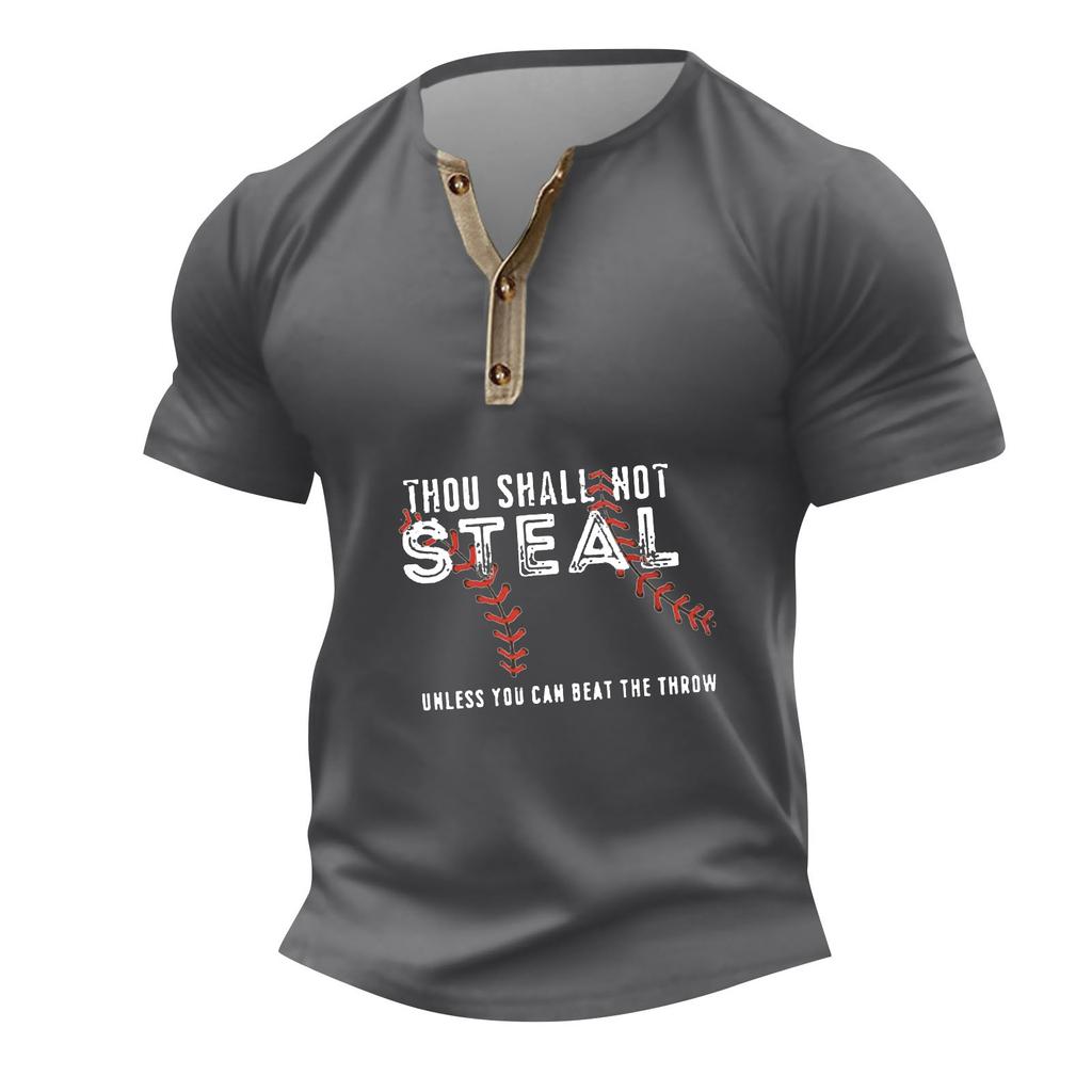 Vintage letní pánské tričko Streetwear 3 knoflíčky rozepnuté volné oblečení s potiskem tričko s krátkým rukávem