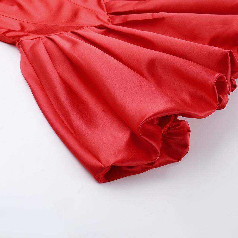Spring and Summer Sexy Slim Fit Strapless Satin Dress