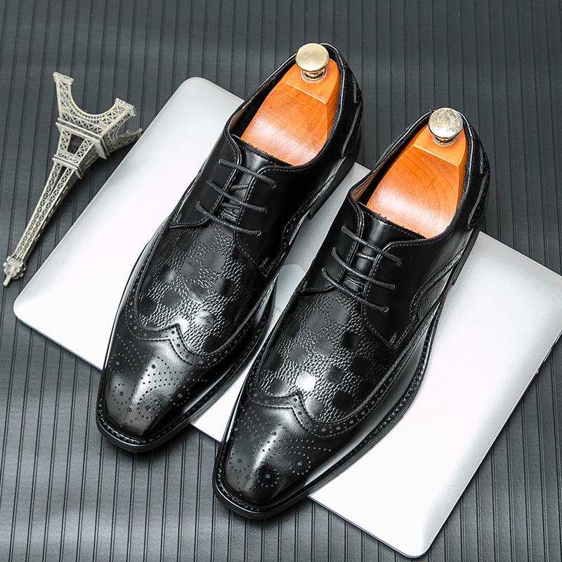 Men s Large Eight-Sided Leather Brogue Shoes - British Style Business Casual 42