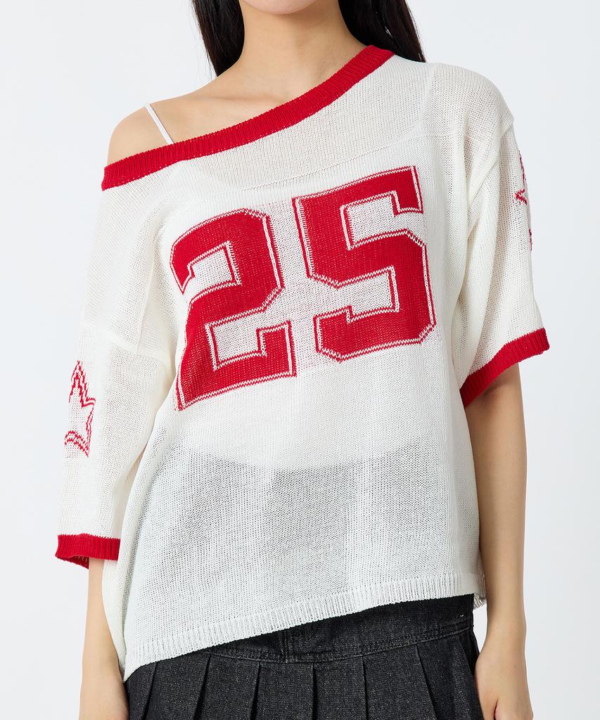 ANDTHEOTHER Oversized Round Neck Short Sleeve Knit Red