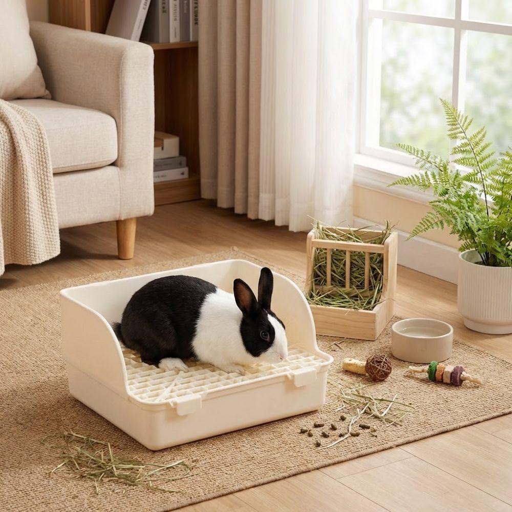 Rectangular Rabbit Litter Tray Anti-spill Pet Toilet Box Animal Potty Trainer Pet Supplies