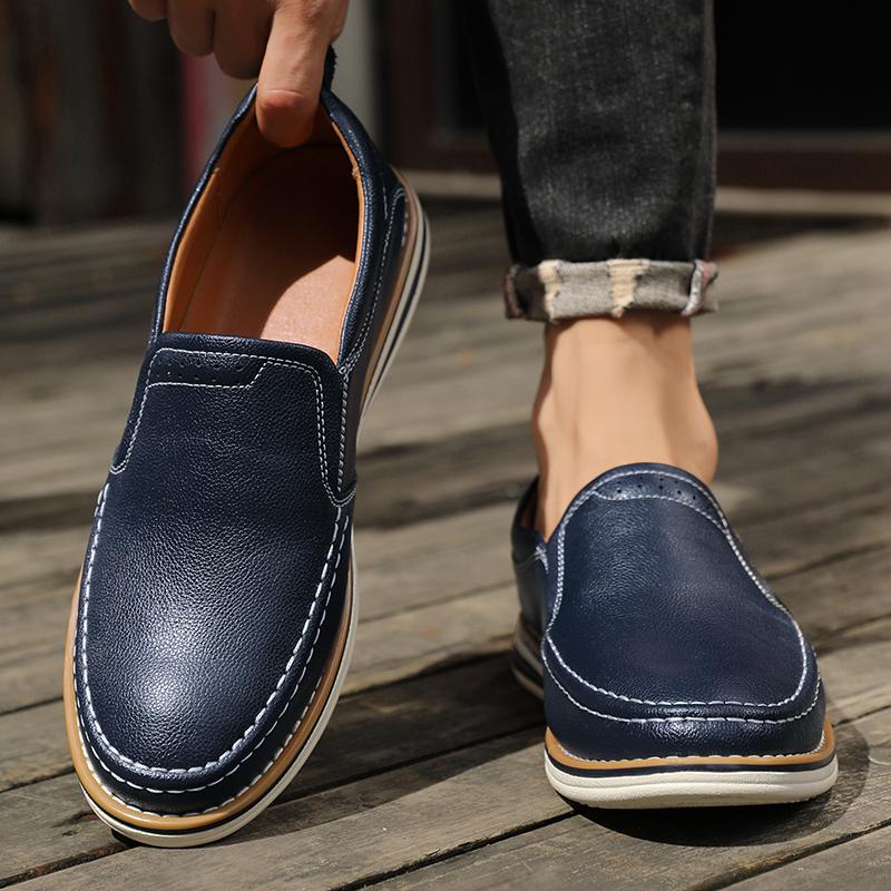 igh Quality Men Casual Shoes Genuine Leather Men's Shoes Comfortable Flats Driving Shoes Outdoor Men Loafers Large Size 38-46