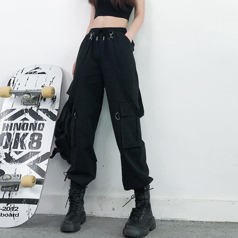 Harajuku léto vysoký pas Dámské oversize široké kalhoty cargo pro ženy volné harémové kalhoty hip hop dámské kalhoty jogger