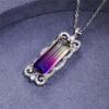 Nový jedinečný barevný náhrdelník s přívěskem pro ženy Luxusní zásnubní svatební doplňky Dlouhý čtvercový kámen Nové módní šperky