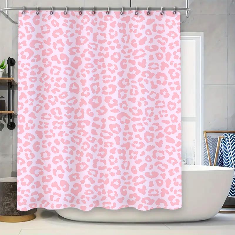 

Pink Leopard Print Shower Curtain Home Decor Bathroom Supplies Modern Decoration Waterproof Bath Rug Tarpaulin Size Customizable 90x180cm