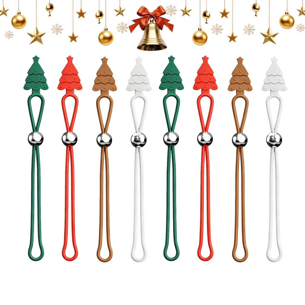 8pcs Christmas Tree Ornament Hooks Silicone Non-Slip Ties Reusable Decoration Hangers Multi-purpose Data Cable Organizer