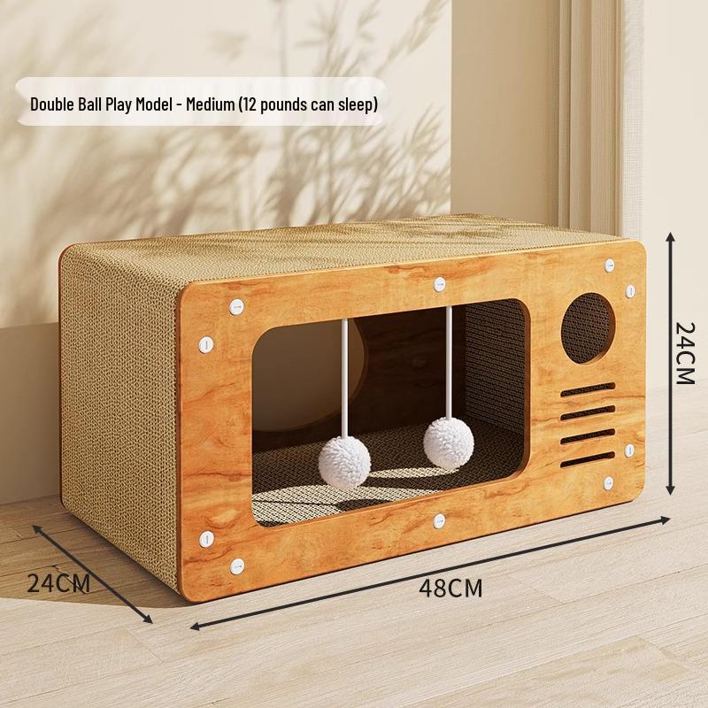 Scratch-Resistant Cat House with Integrated Scratching Board