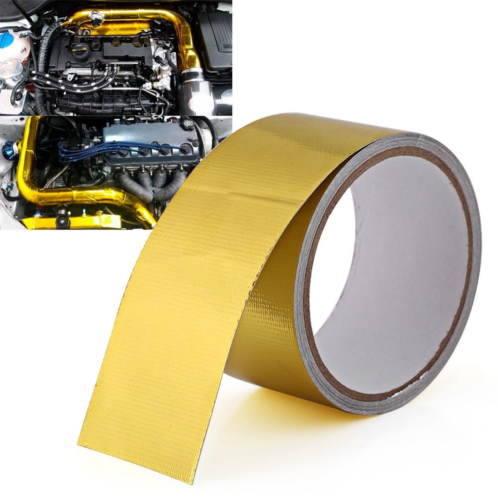 1 Roll Car Aluminum Foil Adhesive Reflective Heat Shield Resistant Wrap Tape 2" x 16Ft Gold