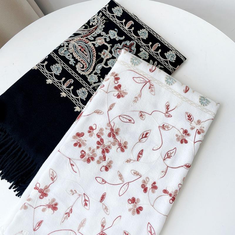 Xinjiang Qinghai scarf women's embroidery thickened shawl autumn and winter versatile cashmere long cape cape