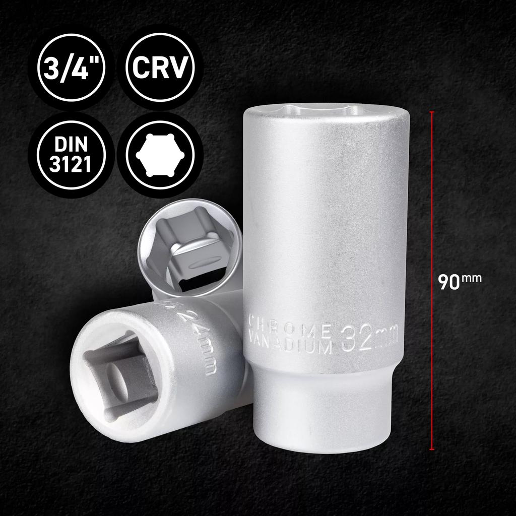 Mjw Nasadka Stalowa Crv 3/4" 6-Kąt Klucz Nasadkowy Długa 32 Mm