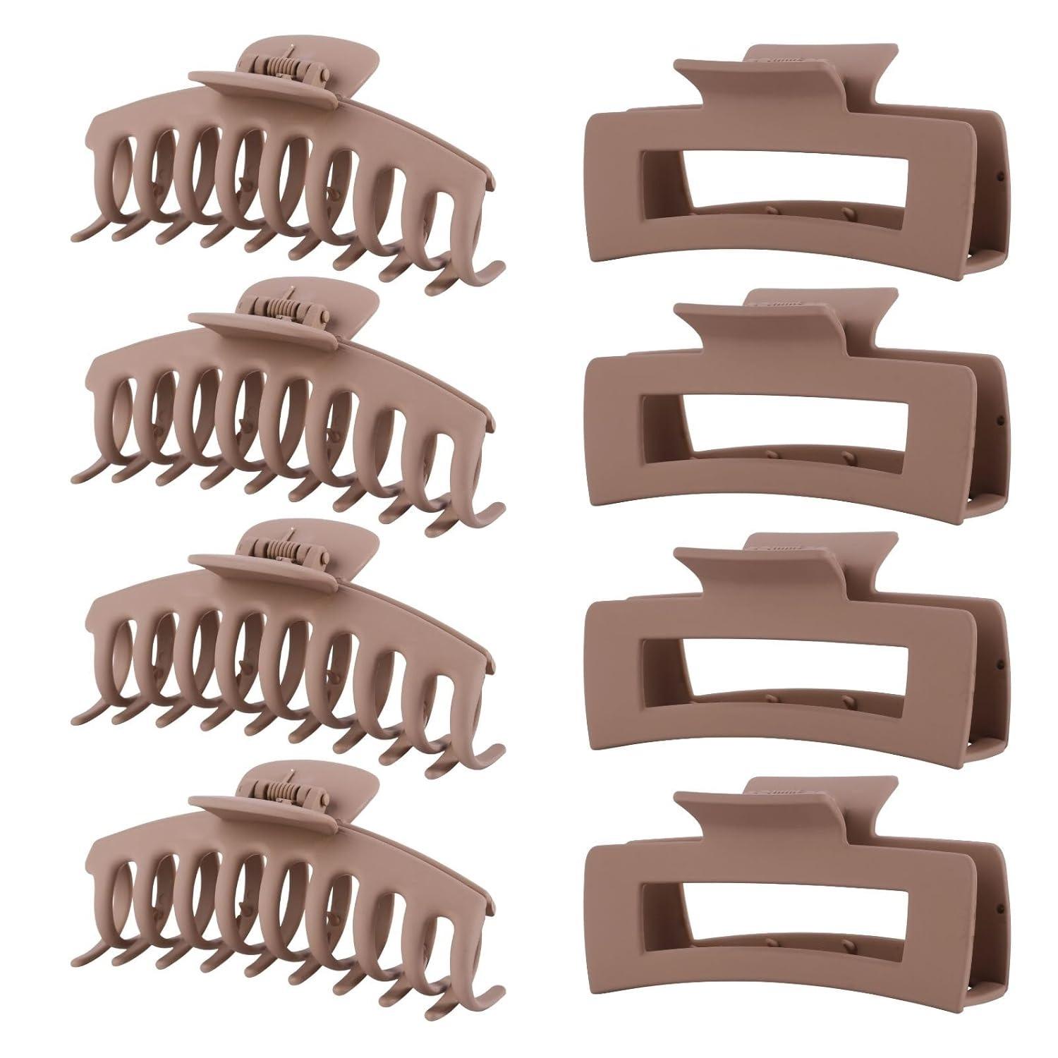 

8 Pack 4.3 Inch Large Hair Claw Clips for Women Thin Thick Curly Hair, Big Matte Banana Clips,Strong Hold jaw clips One Size