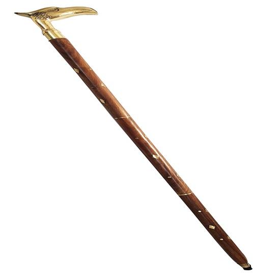91.44 Cm Wooden Walking Stick with Brass Handle and Eagle Design