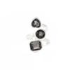 Goth Crystal Zircon Ring Grey Square Finger Rings Fashion Accessory Open Rings  Women