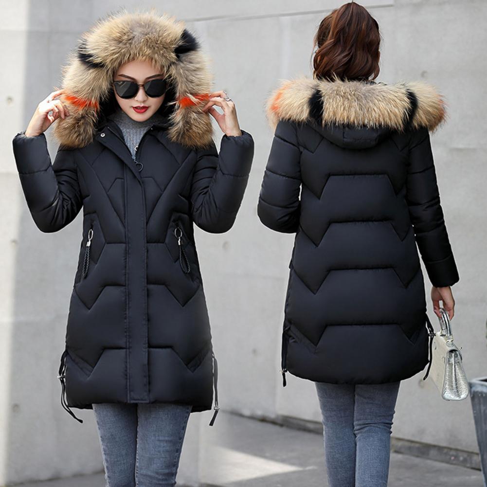 

Fashion Coats Winter Jacket Women Parka Hooded Long Female Coat Solid Color Windproof Outwear Parka XXXL чёрный