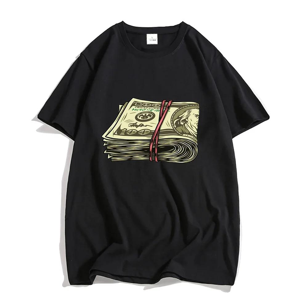 Tshirts Short Sleeve Summer Shirt Graphic Print Money Hundred Dollar Teeshirt Casual Comfortable