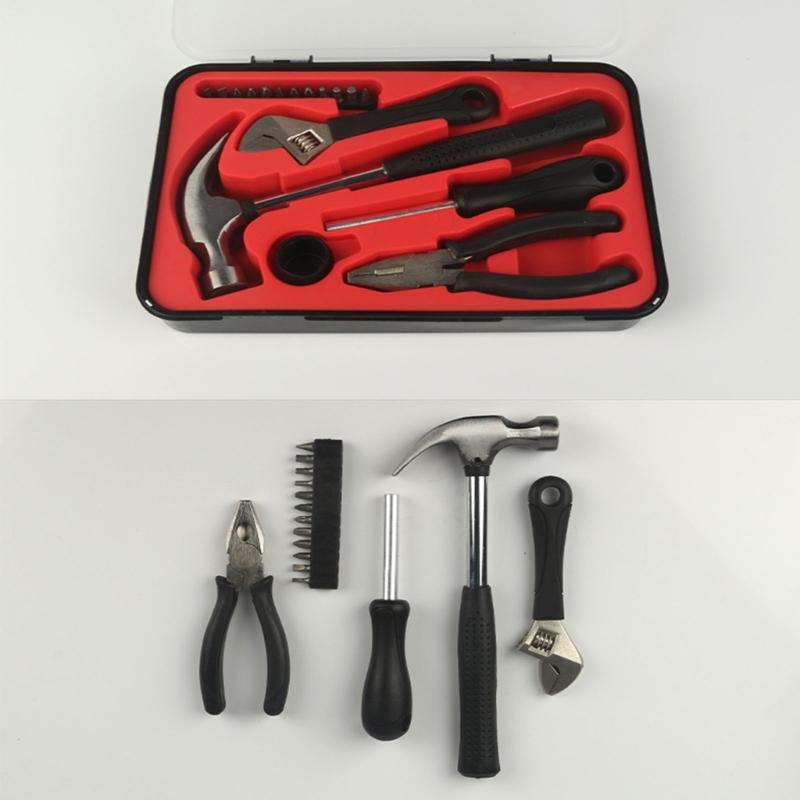 17Pcs Hardware Tool Household Manual Wrench Plier Repair Tool Box Combination Furniture Assembly Maintenance Electrical
