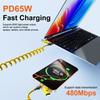 4 In 1 65W Spring Short Data Cable Multi Port Usb Type C Fast Charging Data Cable For Iphone 17 16 Xiaomi Samsung Pd 27W Wire