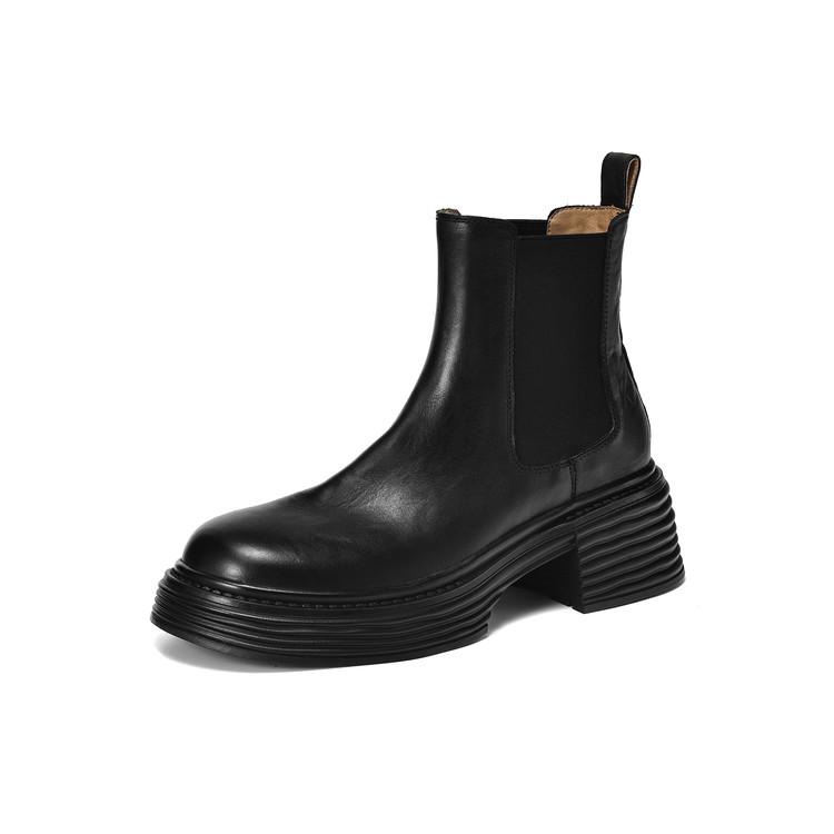 Fashion New Autumn/winter Genuine Leather Women Boots Round Toe Shoes for Women Fashion Platform Boots Women High Heels Chelsea Boots
