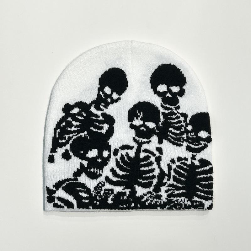 1pc Y2k Warm Beanie Cap,Street Skull Skeleton Beanie Winter Outfit,Suitable for Halloween,Christma,Outdoor Sports,Skiing Cycling