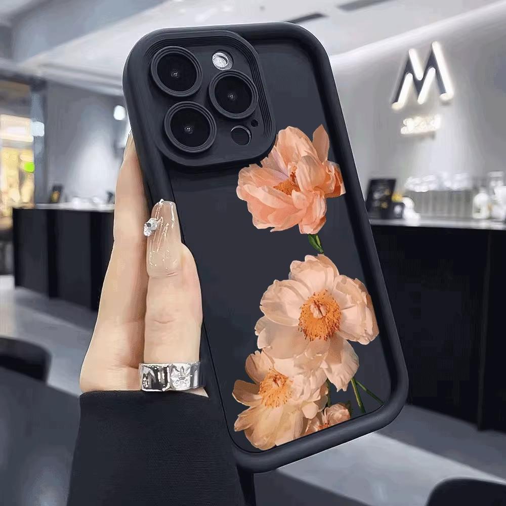 Peach Flowers Shockproof Phone Case For Samsung S25 FE Plus Ultra S24 S23 S22 S21 A70 A30 M33 Anti-Slip Soft TPU Cover
