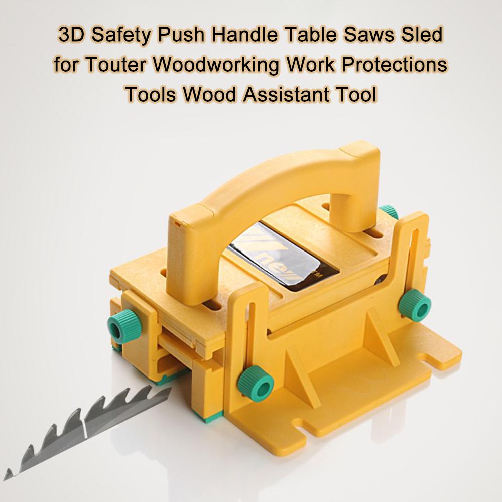 3D Safety Push Handle Table Saws Sled for Touter Woodworking Work Protections Tools Wood Assistant Tool