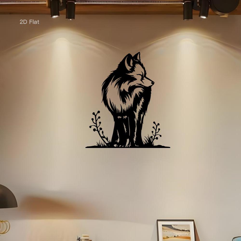 2D Wolf Head Metal Wall Art Laser Cut Iron Rustic Modern Decor Outdoor Home Wall Decor Ideal Gift