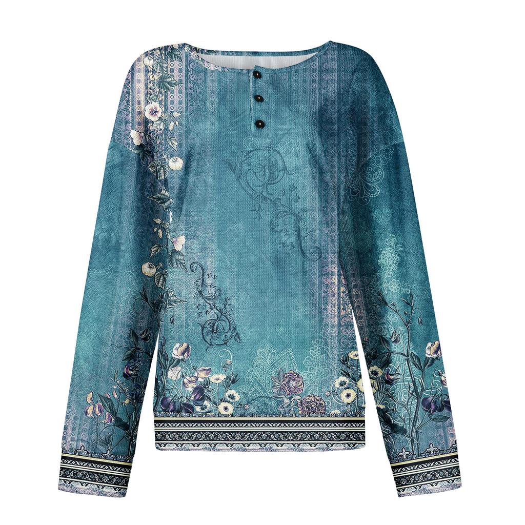 Women's Casual Shirts Long Sleeve Tops Button Up V Neck Loose Knit Fall Favorites For Women