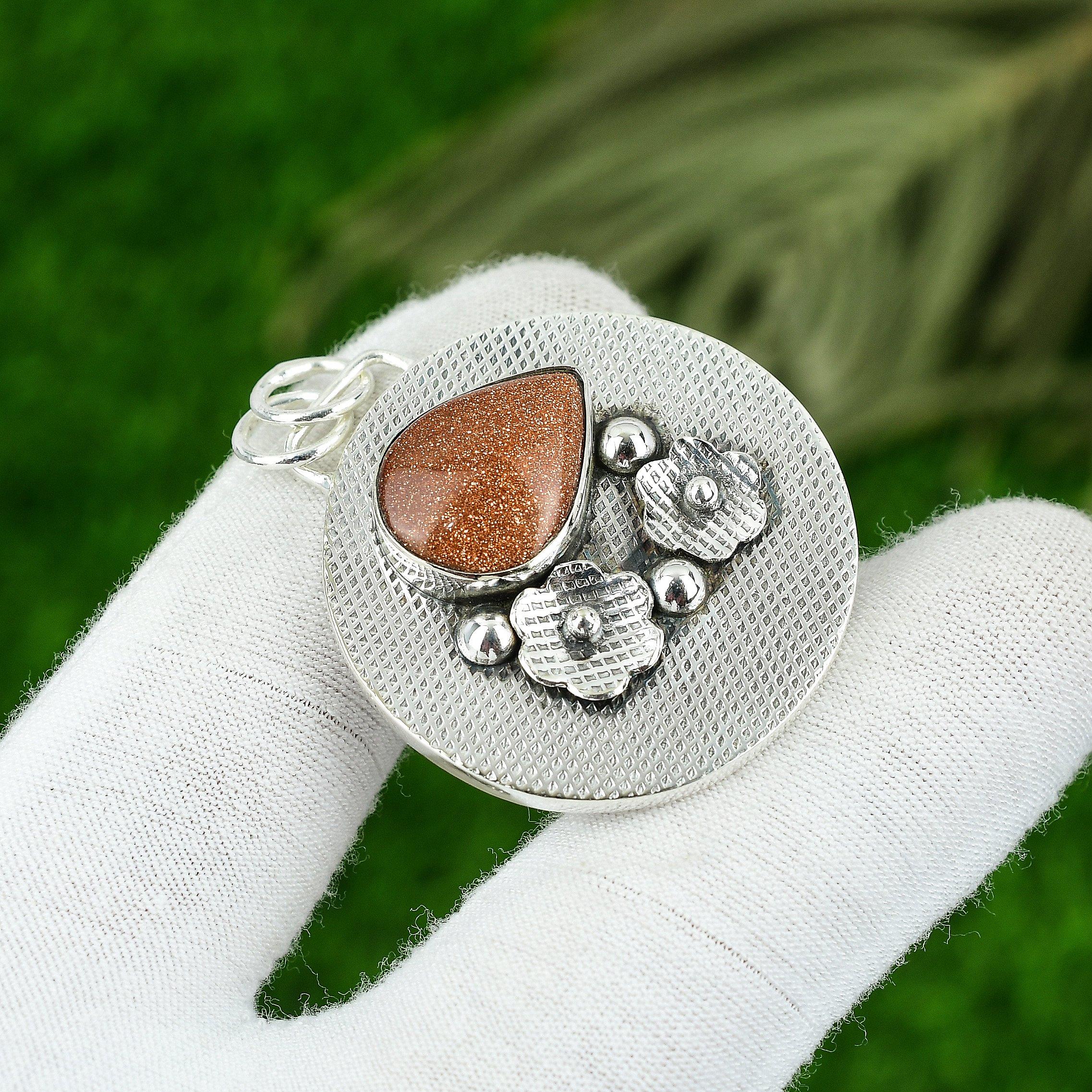 

Natural Sun Sitara Gemstone Indian Jewelry 925 Sterling Silver Pendant For Women