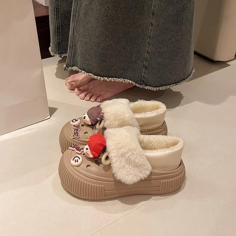 Fashion Detachable Cotton Slippers for Women's Autumn Winter 2024 New Indoor Home Warm Shoes Anti Slip Winter Cotton Slippers