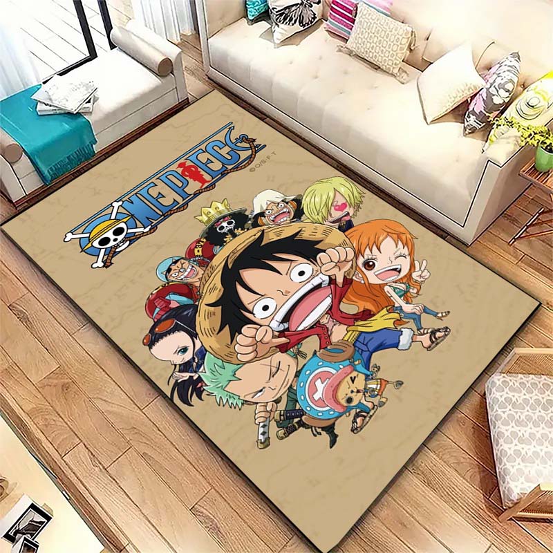 One Piece Straw Hat Pirates Square Floor Mat Living Room Bedroom Decor,Cartoon Welcome Mat