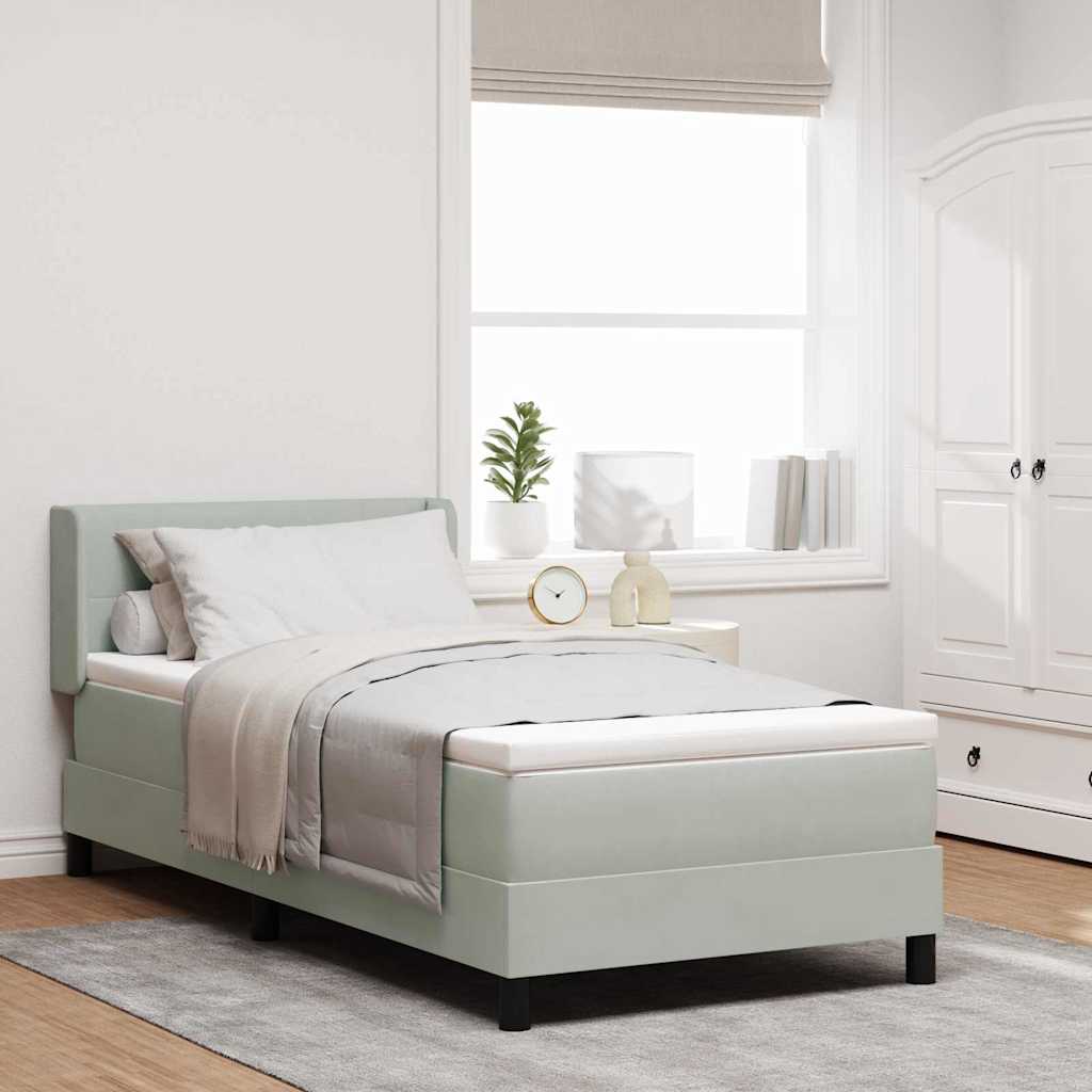 Box Spring Bed with Headboard Light Gray 200 X 80 Cm Velvet
