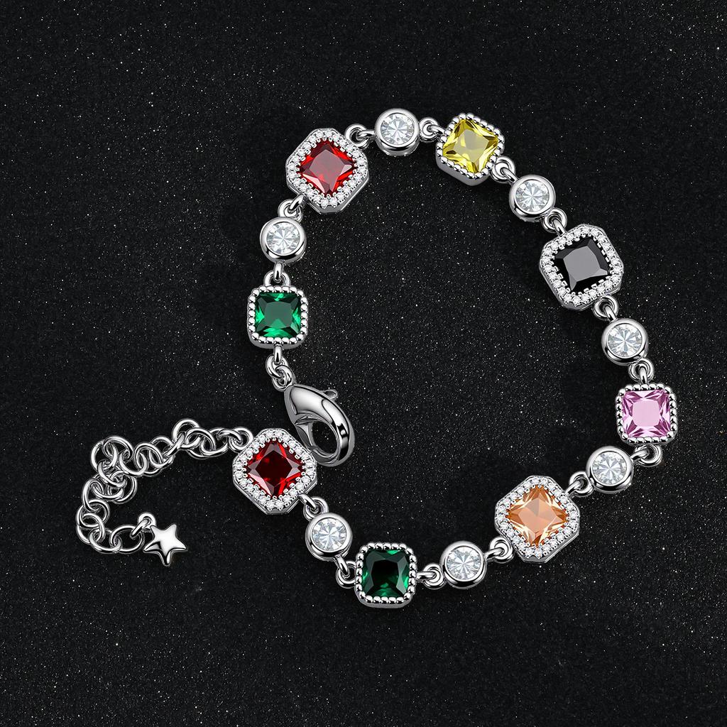 European and American Light Luxury Color Zircon Bracelet Women's Fashion Geometric Diamond-encrusted Dopamine Jewelry Trend Jewelry 2026