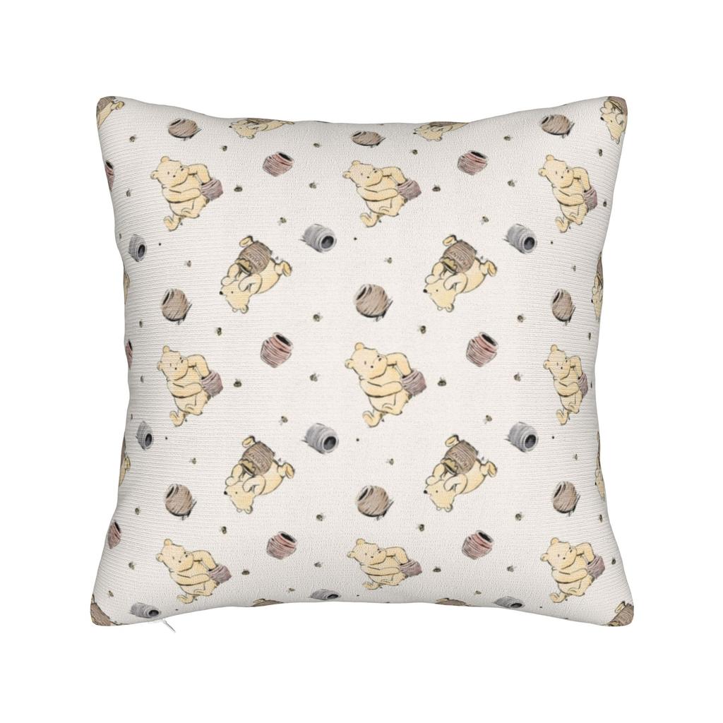 Winnie The Pooh And Tigger Square Pillow Cases Cute Bee Cushion Cover Customized Zipper Decor Pillowcase for Home