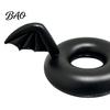 Summer Beach Float Ring Inflatable Pool Float, Creative Bat Wings Decor, Black Thickened PVC Swim for Party Halloween Calm Water Tube