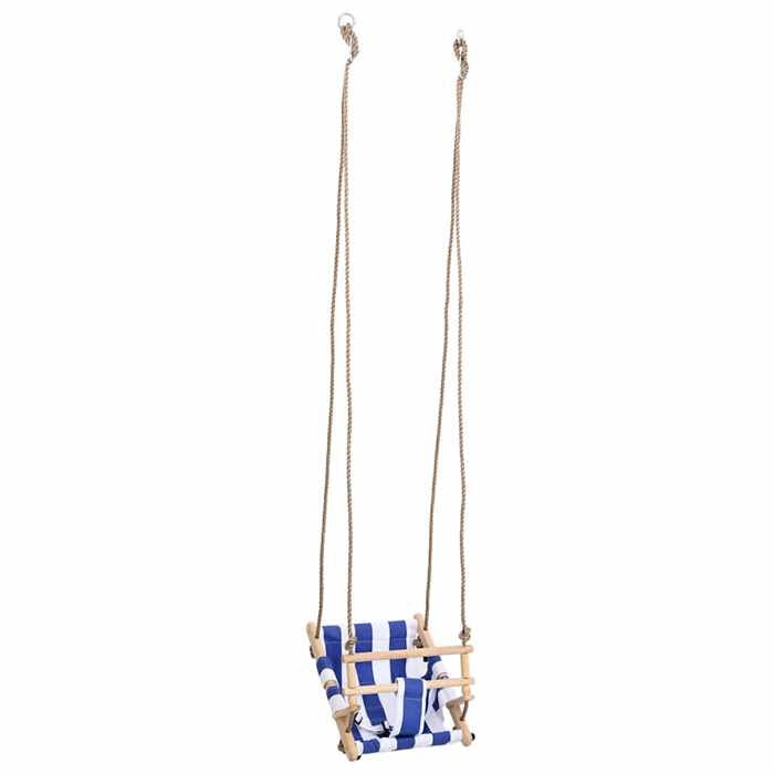 VidaXL Balançoire pour bébé avec ceinture de sécurité Coton Bois Bleu