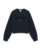 Malittepeulangsowajeobeo W Raw Edge Applique Logo Crop Sweatshirt Navy