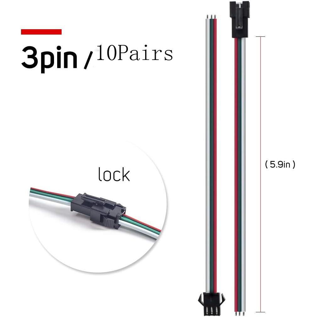 10 Paare 2/3/4/5pin SM JST 15cm Kabel Buchse/Stecker für LED Streifen RGB 5050 3528 WS2801 APA02 WS2815 WS2813
