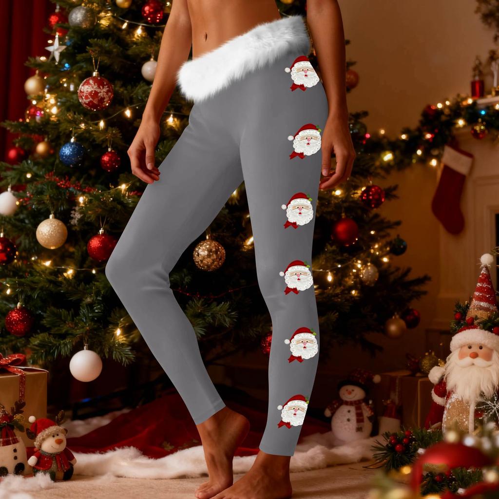 Women's Fashion Casual Fleece-Lined Patchwork Print Straight-Leg Pants