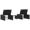Modular Sun Loungers 2 pcs with Table Black Poly Rattan