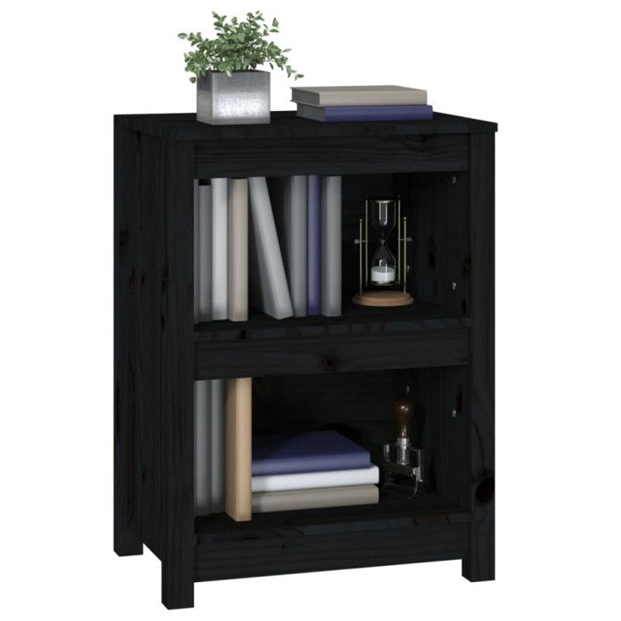 VidaXL Bibliothèque Noir 50x35x68 cm Bois de pin massif 821703