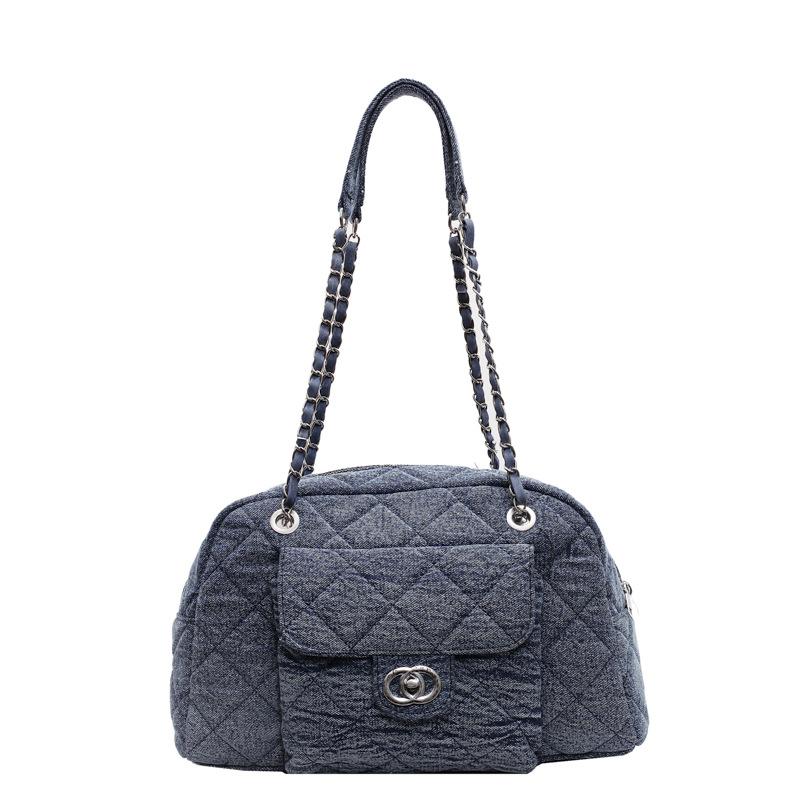 

Women s Underarm Chain Bag Large Capacity Lightweight Tote Bag темно-синий