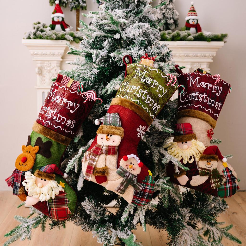 Haobei Three-Dimensional Santa Claus Christmas Stocking - Large Children's Gift Bag.