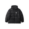 Loose Comfortable Solid Color Zipper Drawstring Hooded Quilted Down Jacket Men Jackets Black CHXDNF23A004LBKX